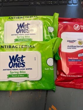 Wet Ones Antibacterial Hand Wipes - Spring Bliss 2 packs & 1 pack Equate hand